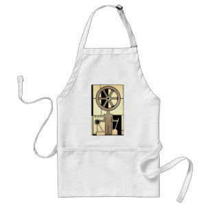 Vintage Art Deco Business Wheel and Machine Worker Standard Apron