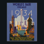 Vintage Art Deco Chicago 1934 World's Fair Poster<br><div class="desc">I found this beautiful Vintage Chicago 1934 World's Fair Poster and thought it would make an awesome postcard. Also available as an art print.</div>