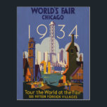 Vintage Art Deco Chicago 1934 World's Fair Poster<br><div class="desc">I found this beautiful Vintage Chicago 1934 World's Fair Poster and thought it would make an awesome postcard. Also available as an art print.</div>