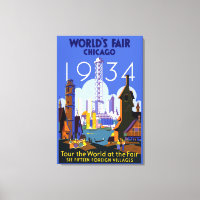 Vintage Art Deco Chicago 1934 World's Fair Poster