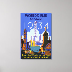 Vintage Art Deco Chicago 1934 World's Fair Poster Canvas Print