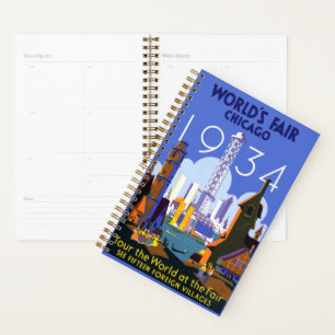 Vintage Art Deco Chicago 1934 World's Fair Poster Planner