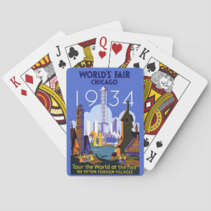 Vintage Art Deco Chicago 1934 World's Fair Poster Playing Cards