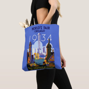 Vintage Art Deco Chicago 1934 World's Fair Tote Bag