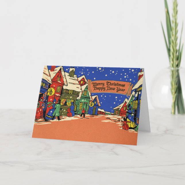 Vintage Art Deco Christmas Card (Front)