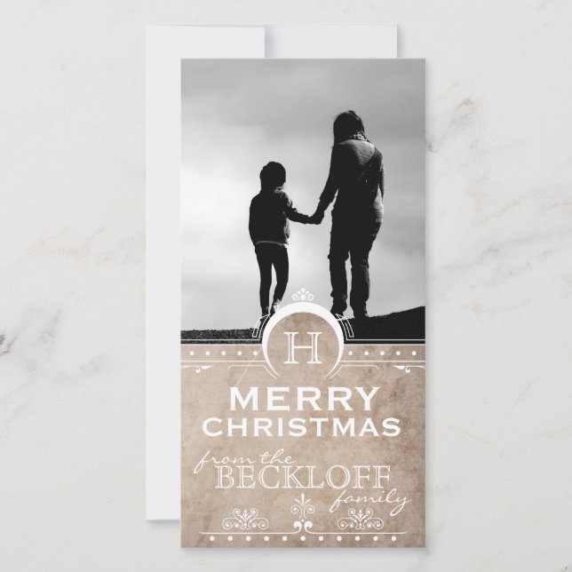 Vintage Art Deco Christmas Photo Card (Front)