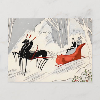 Vintage Art Deco Christmas Sleigh Ride Card