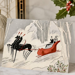 Vintage Art Deco Christmas Sleigh Ride Card