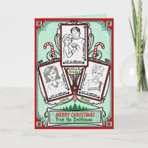 Vintage Art Deco Christmas Three Photo Frame Holiday Card