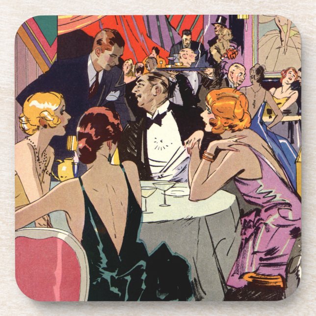 Vintage Art Deco Cocktail Party at Nightclub Coaster (Front)