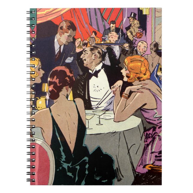 Vintage Art Deco Cocktail Party at Nightclub Notebook (Front)