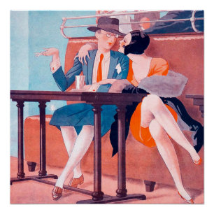 Vintage Art Deco Couple Print Roaring Twenties