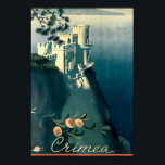 Vintage Art Deco Crimea Tourism Travel Poster<br><div class="desc">This is a digitally enhanced print of a vintage Art Deco travel Chromolithograph about Crimea. Vneshtorgizdat commissioned by Intourist,  1935.  It features The Swallow's Nest,  a Neo Gothic castle overlooking the Cape of Ai-Todor on the Black Sea.</div>