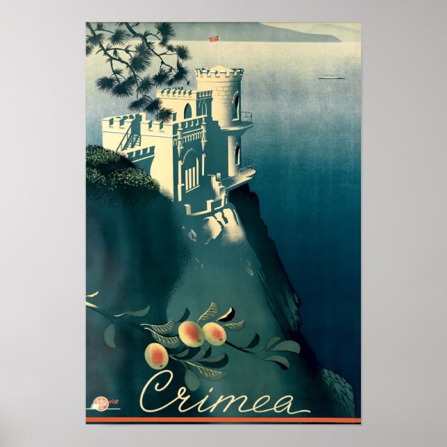 Vintage Art Deco Crimea Tourism Travel Poster (Front)