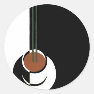 Vintage Art Deco, Cup of Coffee with Steam Classic Round Sticker