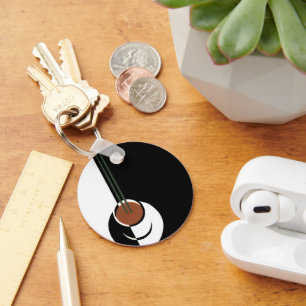 Vintage Art Deco, Cup of Coffee with Steam Key Ring