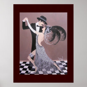 VINTAGE ART DECO DANCERS POSTER
