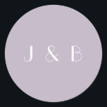 Vintage Art Deco Dusty Lilac Simple Monogramm  Classic Round Sticker<br><div class="desc">Monogrammed Vintage Art Deco Simple Custom Wedding Classic Round Sticker in Dusty Lilac</div>