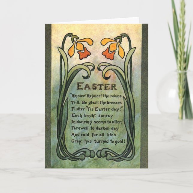 Vintage Art Deco Easter, Holiday Card (Front)