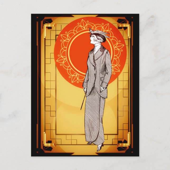 Vintage Art Deco Elegant Lady Postcard (Front)