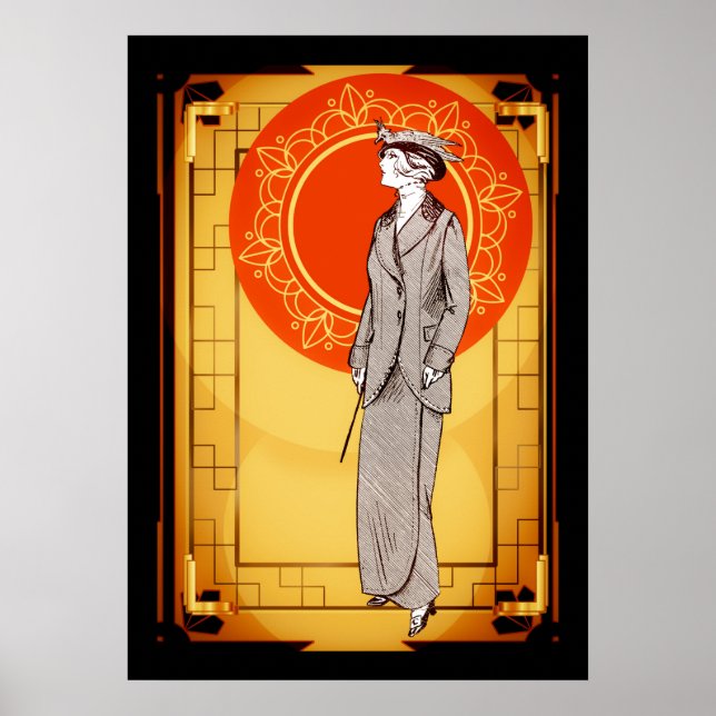 Vintage Art Deco Elegant Lady Poster (Front)