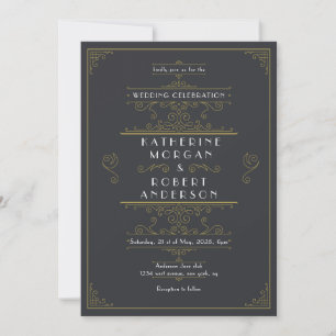Vintage Art Deco Elegant Wedding Invitation
