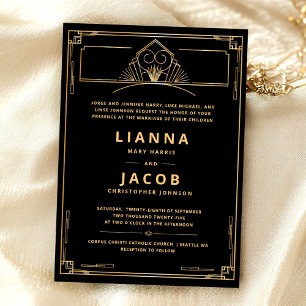Vintage Art Deco Elegant Wedding Invitation