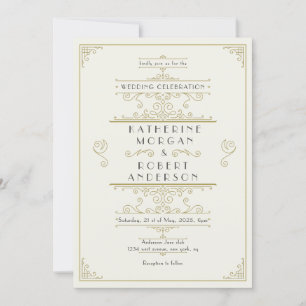 Vintage Art Deco Elegant Wedding Invitation