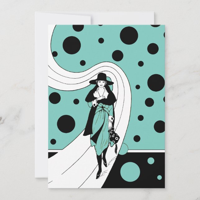 Vintage Art Deco Fashion Show Bridal Shower Invitation (Front)