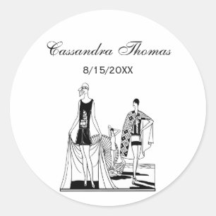 Vintage Art Deco Fashionable Ladies at the Beach Classic Round Sticker