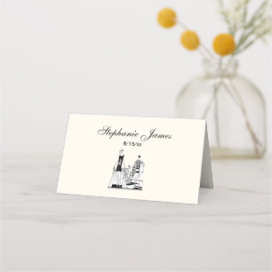 Vintage Art Deco Fashionable Ladies at the Beach Place Card