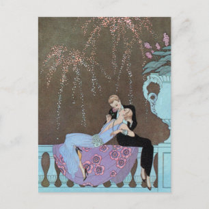 Vintage Art Deco Fireworks Le Feu, George Barbier Postcard