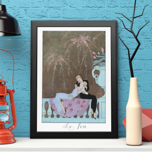 Vintage Art Deco Fireworks Le Feu, George Barbier Poster