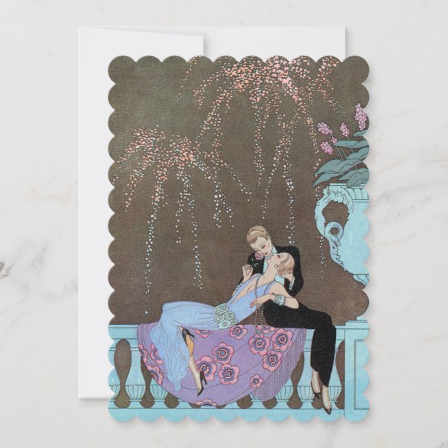 Vintage Art Deco, Fireworks Wedding Invitation (Front)