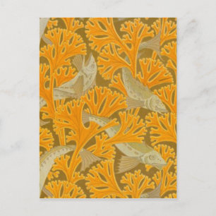Vintage Art Deco Fish and Yellow Coral Design Postcard