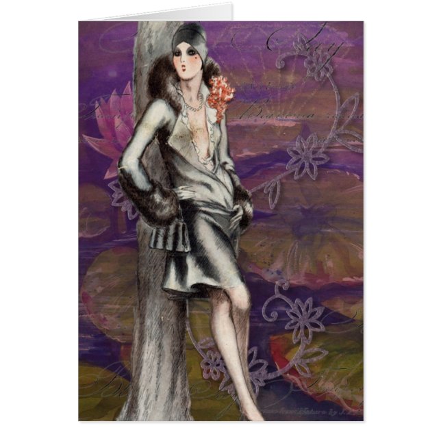 Vintage Art Deco Flapper Lady Design (Front)