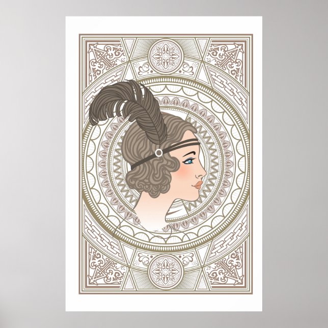 Vintage Art Deco Flapper Poster (Front)