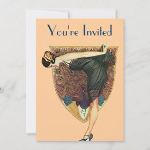 Vintage Art Deco Flapper with Peacock Invitation