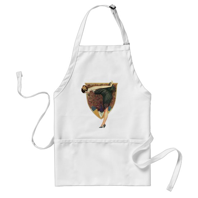 Vintage Art Deco Flapper with Peacock  Standard Apron (Front)