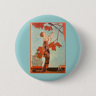 Vintage Art Deco, Flighty Bird by George Barbier 6 Cm Round Badge