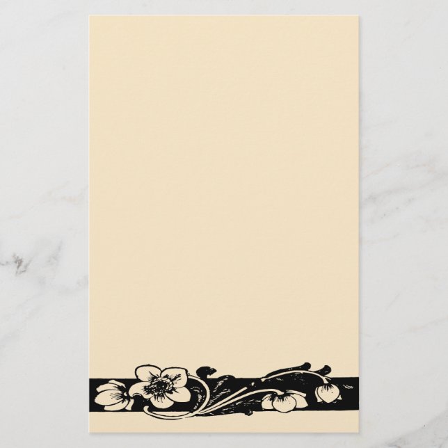 Vintage Art Deco Floral Border Stationery (Front)