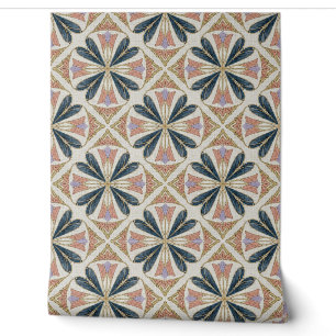 Vintage Art Deco Floral Geometric Pattern Wallpaper