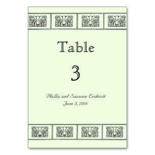 Vintage Art Deco Flower Border Wedding Table Card