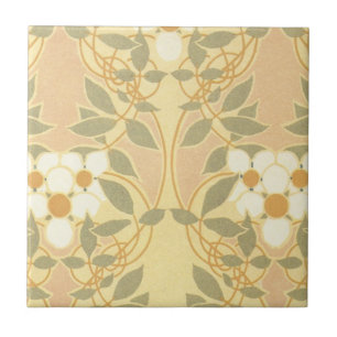 vintage art deco flower pattern tile