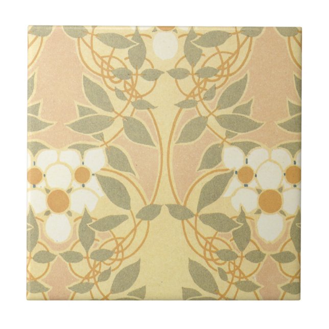 vintage art deco flower pattern tile (Front)