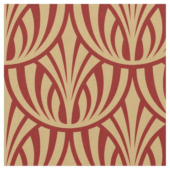 Vintage Art Deco Foliage Fish Scale Pattern Fabric (Close Up)