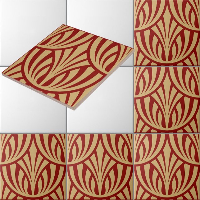 Vintage Art Deco Foliage Fish Scale Pattern Tile (Creator Uploaded)