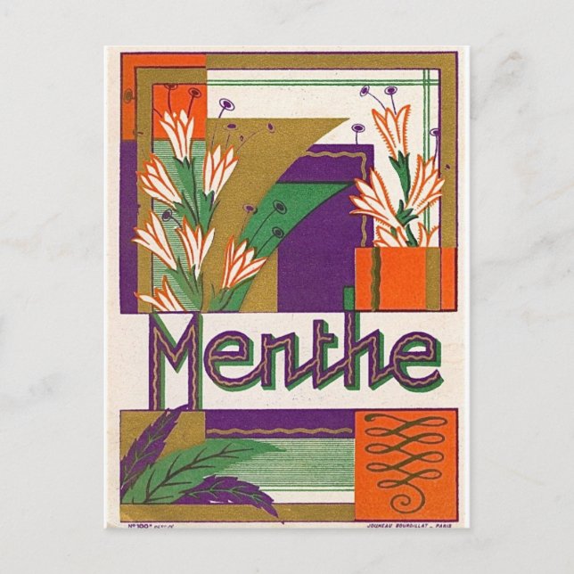 Vintage Art Deco French Liquor Label Postcard (Front)