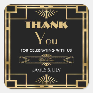 Vintage Art Deco Gatsby Roaring 20s Gold Birthday  Square Sticker