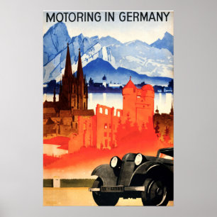 Vintage Art Deco Germany Travel Tourism Poster